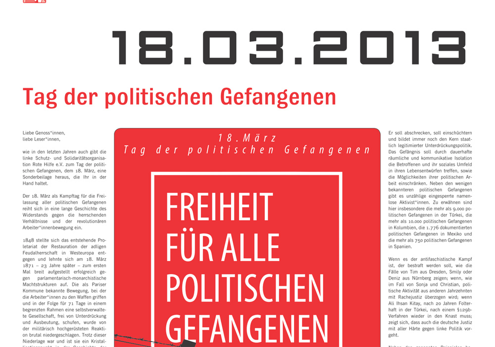 Beitragsbild: Tag der politischen Gefangenen Sonderzeitung und Veranstaltungen zum 18. März