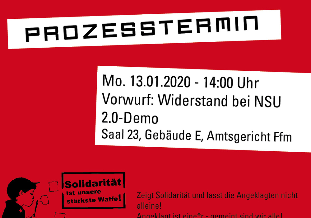 Beitragsbild: Prozessbeobachtung Widerstand bei NSU 2.0-Demo